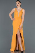 Front Short Back Long Saffron Prom Gown ABO050