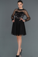 Black-Silver Short Invitation Dress ABK729