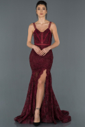 Tail Burgundy Laced Mermaid Prom Dress ABU1174
