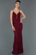 Long Burgundy Laced Mermaid Prom Dress ABU1176