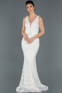 Long White Mermaid Prom Dress ABU1367