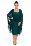 Short Emerald Green Oversized Evening Dress ALK6041