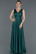 Long Emerald Green Satin Prom Gown ABU1205
