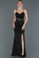 Long Black Satin Mermaid Prom Dress ABU1206