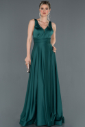 Long Emerald Green Satin Prom Gown ABU1210