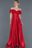 Long Red Satin Engagement Dress ABU1185