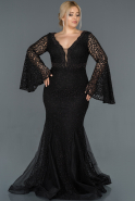 Long Black Laced Plus Size Evening Dress ABU1146