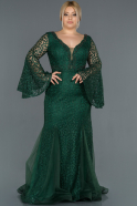 Long Emerald Green Laced Plus Size Evening Dress ABU1146