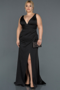 Long Black Satin Oversized Evening Dress ABU1218
