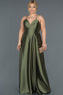 Long Olive Drab Satin Plus Size Evening Dress ABU1186