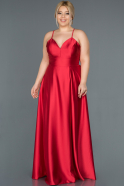 Long Red Satin Plus Size Evening Dress ABU1186