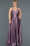 Long Lavender Satin Plus Size Evening Dress ABU1186