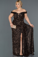 Long Black-Gold Plus Size Evening Dress ABU1126