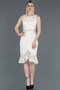 Short White Laced Invitation Dress ABK758