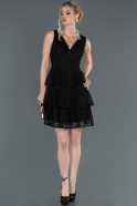 Short Black Laced Prom Gown ABK760