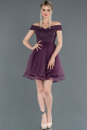 Short Dark Purple Prom Gown ABK776