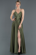 Olive Drab Long Satin Prom Gown ABU1182