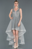 Front Short Back Long Grey Prom Gown ABO059