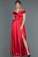 Long Red Satin Prom Gown ABU1259