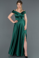Long Emerald Green Satin Prom Gown ABU1259