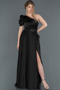 Long Black Satin Engagement Dress ABU1270