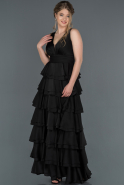 Long Black Satin Prom Gown ABU1261