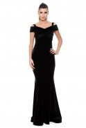 Long Black Velvet Evening Dress ABU484