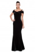 Long Black Velvet Evening Dress C7219