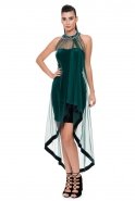 Short Emerald Green Velvet Evening Dress ABO011