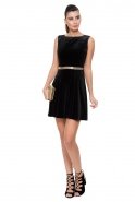 Short Black Velvet Evening Dress T2706