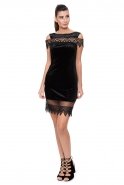 Short Black Velvet Evening Dress T2707