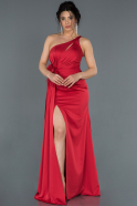 Long Red Satin Engagement Dress ABU1307