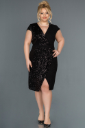 Short Black Plus Size Evening Dress ABK806