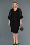 Short Black Plus Size Evening Dress ABK809