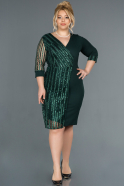 Short Emerald Green Plus Size Evening Dress ABK810