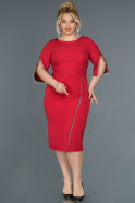 Short Red Plus Size Evening Dress ABK814
