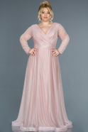 Long Powder Color Oversized Evening Dress ABU991