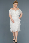 Short White Plus Size Evening Dress ABK816