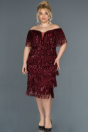 Short Burgundy Plus Size Evening Dress ABK816