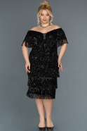 Short Black Plus Size Evening Dress ABK816