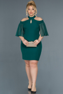 Short Emerald Green Oversized Evening Dress ABK059