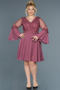 Short Rose Colored Plus Size Evening Dress ABK780