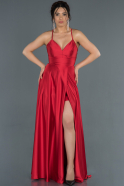 Red Long Satin Prom Gown ABU1182