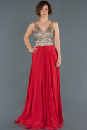 Red-Anthracite Long Evening Dress ABU093