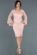 Powder Color Short Laced Invitation Dress ABK390