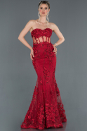 Long Red Mermaid Prom Dress ABU1200