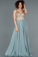 Turquoise-Anthracite Long Engagement Dress ABU1366