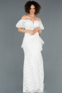 Long White Mermaid Evening Dress ABU1278