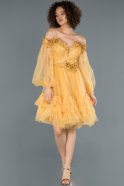Short Yellow Invitation Dress ABK779