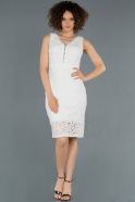 White Long Laced Invitation Dress ABK633